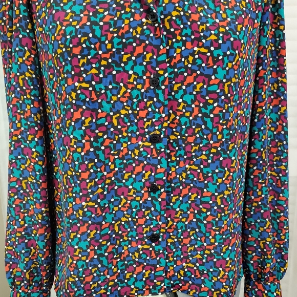 Vintage 90's abstract print button down top 6P - Picture 4 of 6